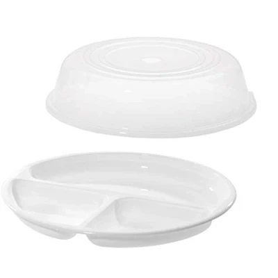 Afbeelding van Westmark 224022E6 set van 2 magnetronborden en deksel kunststof wit transparant Ø 25 cm