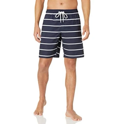 Image de Amazon Essentials Short de Bain 23cm avec Doublure en Maille, Poches, Fermeture à Cordon Homme, Bleu, M