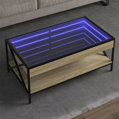 Image de vidaXL Table basse avec LED infini chêne sonoma 90x50x38 cm847708