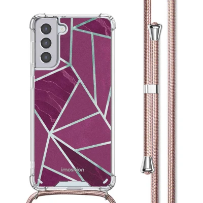 Afbeelding van imoshion Hoesje Geschikt voor Samsung Galaxy S21 Plus met Koord Design Meerkleurig / Bordeaux Graphic