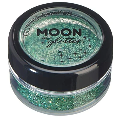 Afbeelding van Holografische glittershakers van Moon Glitter 100% glittercosmetica voor gezicht, lichaam, nagels, haar en lippen 5 g groen