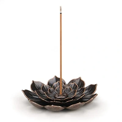 Afbeelding van SLKIJDHFB Lotus wierookhouder messing stok kegel spoel wierookbrander met afneembare asbak voor thuis kantoor yoga meditatie