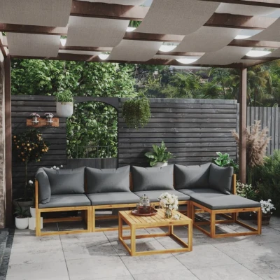 Afbeelding van 6 delige Loungeset met kussens massief acaciahout