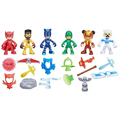 Afbeelding van PJ Masks Set The Helden, 6 figuren, 14 accessoires, superheldenspeelgoed voor meisjes en jongens