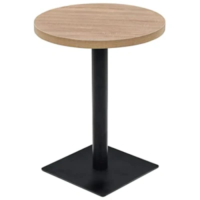 Image de vidaXL Table de bistro MDF et acier Rond 60 x 75 cm Couleur chêne 245612