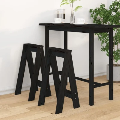 Afbeelding van Krukken 2 st 40x40x75 cm massief grenenhout zwart