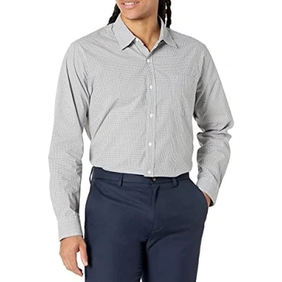 Image de Amazon Essentials Chemise en Popeline à Manches Longues, Style Décontracté, Coupe Standard Men&#039;s, Gris Motif Vichy, XL