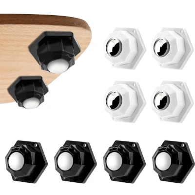 Afbeelding van 8 stuks kleine wielen voor meubels, mini wielen, zware belasting, 200 kg, zelfklevende zwenkwielen, universele kogelwielen sterk, 360