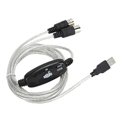 Afbeelding van Universele MIDI naar USB kabel voor toetsenbord en synthesizer, 5 pins interfacekabel met ingangs uitgangsindicator, adapter zonder drive 6,5 voet