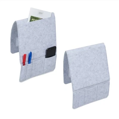 Afbeelding van Relaxdays bed organizer set van 2 bedside pocket 5 vakken bank of vilt