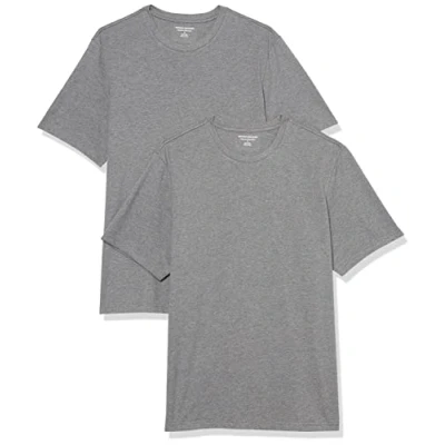 Image de Amazon Essentials Lot de 2 t shirts à manches courtes et col rond pour homme, coupe classique, gris chiné, taille 4XL grande