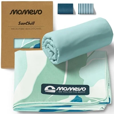 Afbeelding van Momevo SunChill Compacte microvezel handdoek voor sport, reizen, strand, sneldrogend, licht, fitness, sauna (TropicalBreeze)