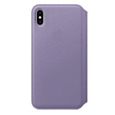 Image de Coque Original Apple iPhone Xs Max Cuir véritable portefeuille Étui téléphone Lilas