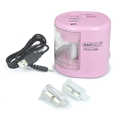 Image de Rapesco 1446 PS12 USB Taille Crayon Électrique Automatique avec chargement ou Batterie (non inclus), Rose Pastel