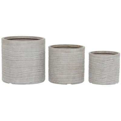 Afbeelding van Plantenbakkenset Home ESPRIT Beige Glasvezel Magnesium 44,5 x 44 cm (3 Stuks)