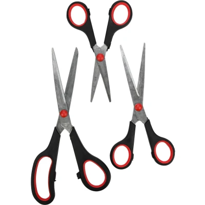Afbeelding van Benson Schaarset Soft Grip RVS Rood/Zwart 3 delig