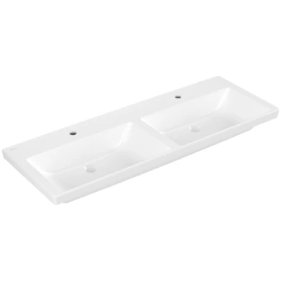 Afbeelding van Villeroy &amp; Boch Subway 3.0 dubbele meubelwastafel wit (130 x 47 cm) 2x