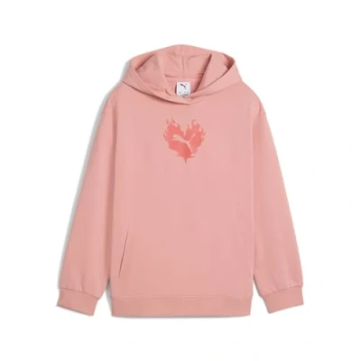 Afbeelding van Puma Flaming LOVE Hoodie, Dames, Maat: 128, Pink fruit