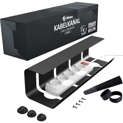 Afbeelding van Stilemo Kabelgoot Bureau Cable Management Kabelhouder 43 CM Kabel Organiser Onder Verschillende Bevestigingsopties 5 KG Draagkracht Zwart