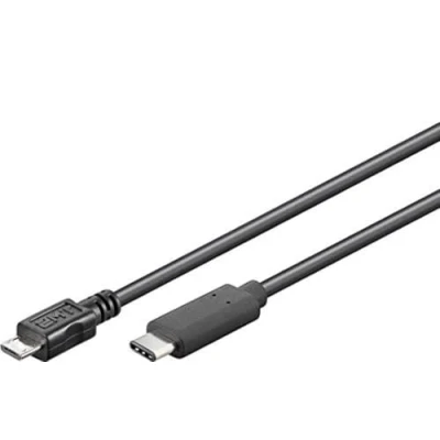 Afbeelding van PremiumCord Ku31cb06bk USB C naar Micro 2.0 male 3.1 type B stekker 3x afgeschermd zwart 0,6m