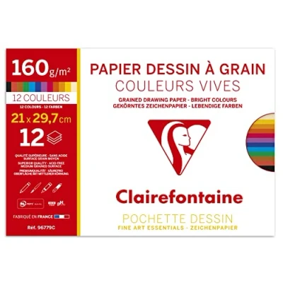 Image de Pochette dessin couleurs vives A4 12 feuilles 160 grammes Assortis