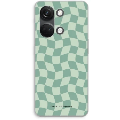 Afbeelding van Case Company® hoesje geschikt voor OnePlus Nord 3 Grid Groen Soft Cover Telefoonhoesje Bescherming aan alle Kanten en Schermrand
