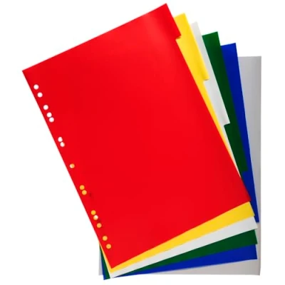 Afbeelding van Exacompta tabbladen voor ft A4, uit PP 12/100e, 6 tabs, geassorteerde kleuren 100 stuks