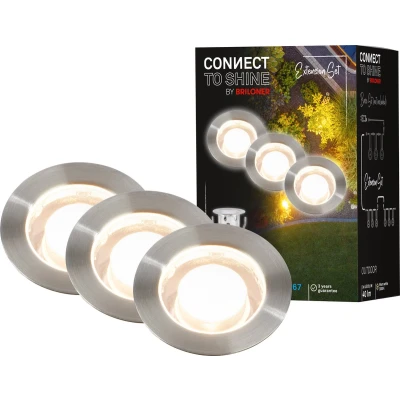Afbeelding van Briloner LED vloerinbouwspots 3913032 Uitbreidingsset voor artikel 3912032 IP67 BEPERKT Warm wit licht 40 lumen per stuk 0,6 watt Ø30x26mm Zilverkleurig