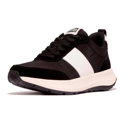 Afbeelding van FitFlop F Mode Flow Sneaker Nylon &amp; Suede Mix ZWART Maat 36