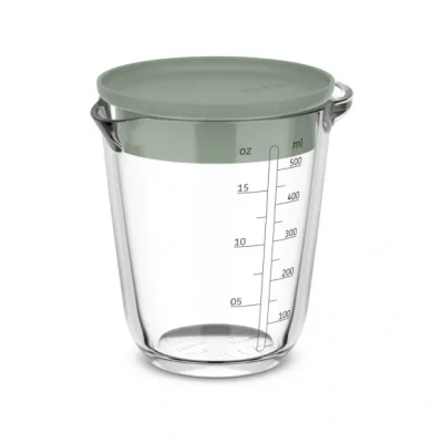 Afbeelding van Mepal Glas maatbeker met deksel Chef it 500 ml Maataanduiding Vaatwasmachine , magnetron en ovenbestendig Bakspullen Nordic sage