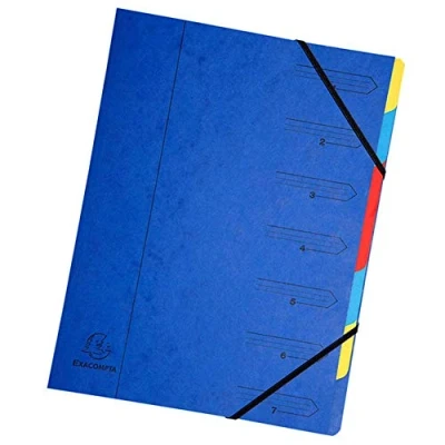 Image de Exacompta nature future trieur agrafé avec élastiques 7 compartiments bleu 54072e