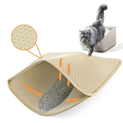 Afbeelding van Ycozy Grote kattenbakmat, kattentoilet, 60 x 40 cm, honingraatdesign, dubbellaags, gemakkelijk te reinigen