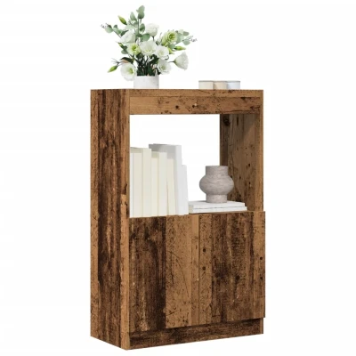 Afbeelding van Hoge kast 63x33x100 cm bewerkt hout oud houtkleurig