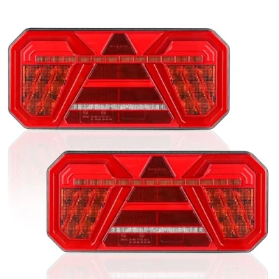Afbeelding van AOHEWEI 2 stuks aanhangerachterlichten 12 V/24 V, super helder, waterdicht, knipperlicht, remlicht, achterlicht, mist, reflector, lamp voor aanhanger, vrachtwagen, caravan, bestelwagen, tractor