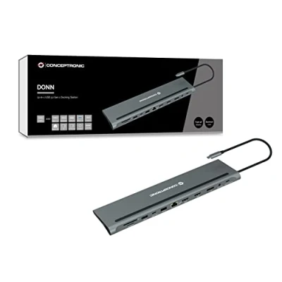 Afbeelding van Conceptronic DONN17G laptop dock &amp; poortreplicator Bedraad USB 3.2 Gen 1 (3.1 1) Type C Grijs