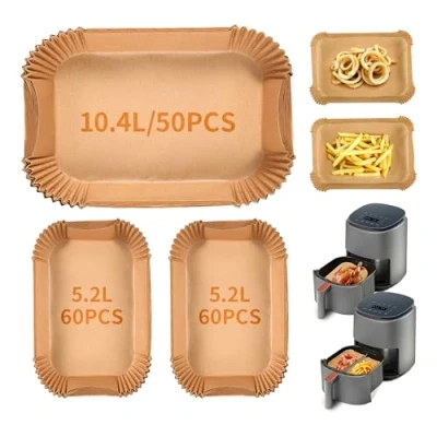 Afbeelding van 170 stuks bakpapier voor Airfryer Flex Drawer , 9000, Twinfry 10L. 120 5,2L, 50 10,4L/10L