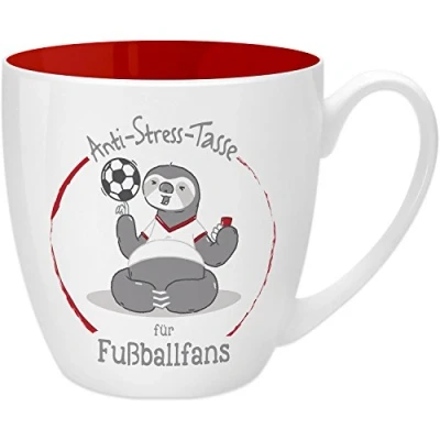 Afbeelding van Gruss &amp; Co 45516 anti stress mok voor voetbalfans, 45 cl, van porselein New Bone China, cadeau, rood, 9,5 cm