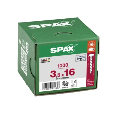 Afbeelding van Spax spaanplaatschroeven cilinderkop verzinkt T Star T15 3.5x16mm (per 1000 stuks)