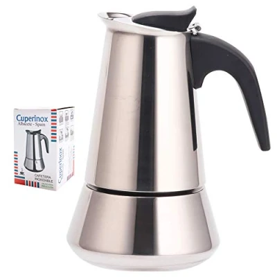 Afbeelding van CUPERINOX Koffiezetapparaat voor Italiaanse inductie, 10 kopjes, espresso, gas en keramische kookplaten, roestvrij staal, vaatwasmachinebestendig