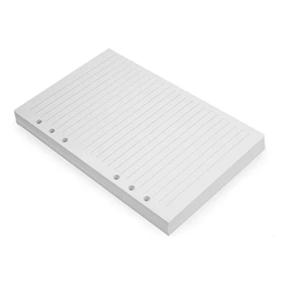 Afbeelding van A5 6 Ring Binder Planner Inserts Dik Crèmekleurig Bekleed 120 G/M² Losbladige Papier Vullingen Compatibel Met Filofax, Gaten, 100 Vellen, 200 Gelinieerde Pagina&#039;s 21X14,2 cm