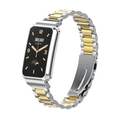 Afbeelding van Metalen schakelband met case Zilver goud Xiaomi Smart band 7 Pro