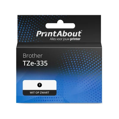 Afbeelding van Huismerk Brother TZe 335 Tape Wit op zwart (12 mm)