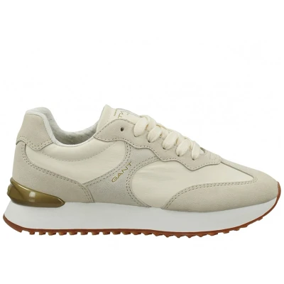 Afbeelding van GANT Bevinda Sneakers laag, Dames, Maat: 40, Off white/gold Leer en textiel