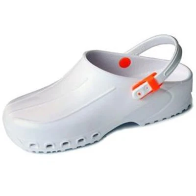 Afbeelding van Gima Ultralichte professionele klompen met riem, uniseks, anatomisch, antislip, schokbestendig, antistatisch, ongeperforeerde schacht, geperforeerde zool, kleur wit, maat EU 40, 1 paar