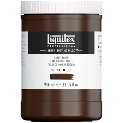 Afbeelding van Liquitex 4413128 Professional Heavy Body acrylverf in kunstenaarskwaliteit met uitstekende lichtbestendigheid boterachtige consistentie, pot van 946 ml Ombra gebrand