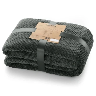 Afbeelding van DecoKing Henry knuffeldeken van 70 x 150 cm, grafiet, deken, microvezel, woondeken, sprei, fleece, zacht, behaaglijk, Scandinavische stijl, grijs/antraciet