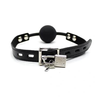 Afbeelding van Silicona Ball Gag 4 cm with Padlock Black