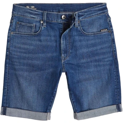 Afbeelding van G Star Raw 3301 Slim Short Jeans Heren Broek Blauw Maat 36