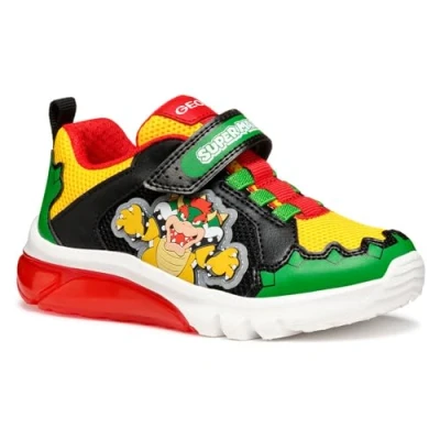 Afbeelding van Geox Light UP Nintendo Super Mario Ciberdron BOY Sneakers laag voor kinderen, Maat: 28, Green/red Textiel/ synthetisch