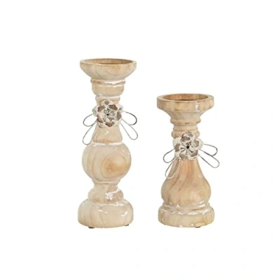 Afbeelding van Kaarshouder DKD Home Decor Hout (9,5 x 9,5 28 cm) (2 Onderdelen)
